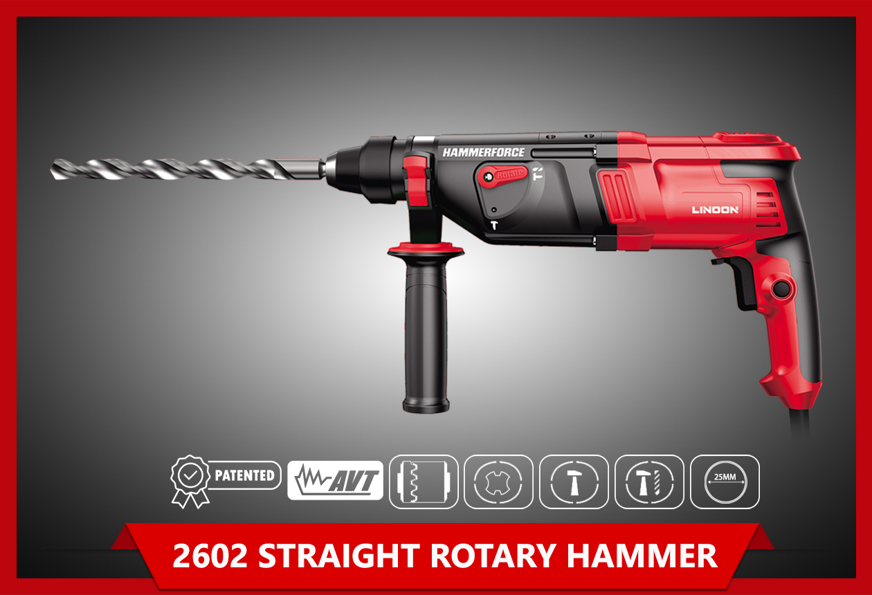 2602 patent 26mm industrial quality straight rotary hammer